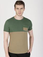 ether Men Green Colourblocked Round Neck T-shirt