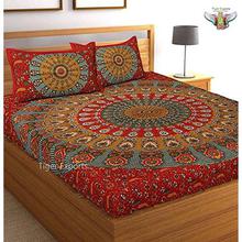 Jaipuri Bedspreads Cotton Double Bedsheets with 2 Pillow