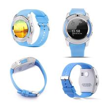 V8 Bluetooth Smartwatch With Sim & TF Card Support Mobile Phone Wrist Watch Phone, Blue