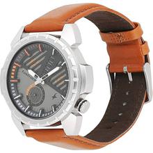 Fastrack Grey Dial Leather Strap Analog Watch For Men – 3090SL03