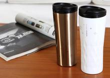 Vaccuum Insulated Stainless Steel Travel Mug,  Tumbler  Mug 400ml, One Piece Stainless Steel Edge White