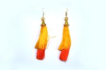 Yellow & Orange Layered Silk Thread Tassel Earring