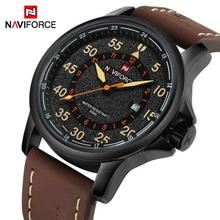 Orange/Brown Leather Strap Chronograph Watch For Men - NF9076