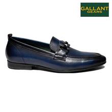 Gallant Gears Blue Leather Penny Buckle Slip On Formal Shoes For Men - (139-A08)