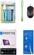 Combo Of Screen Guard + Keyboard Guard + USB Mouse + LED Light + Cleaning Kit