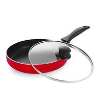 NIRLON Heavy Guage Non-stick Cookware Fry Pan With Glass