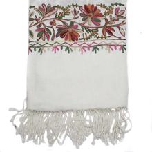 Red Embroidered Visco Pashmina Shawl For Women