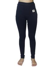 Navy Blue Solid Stretchable Leggings For Women Inside Fur