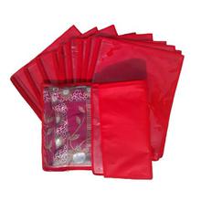 Kuber Industries 12 Pieces Non Woven Packing Saree Cover Set, Red