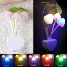 Romantic Colorful Changing LED Mushroom Night Light Wall Lamp Home Decor