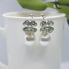 White Faux Moti & Stones Embellished Stud Earrings for Women