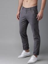 Men Grey Slim Fit Solid Chinos