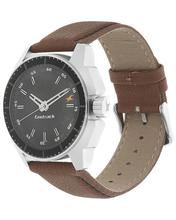 Black Dial Leather Strap Watch