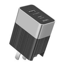 BARRET USB C + USB A Power Adapter Travel charger; Type-C PD: 5V 3A; USB: 5V 2.4A MAX