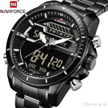 NAVIFORCE NF9133  Sports Watches Waterproof LED Digital Analog Watches Stainless Steel Strap Quartz Men's Watch