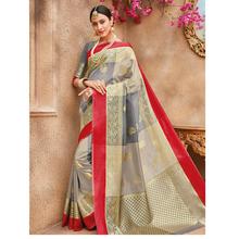 Stylee Lifestyle Grey Banarasi Silk Jacquard Saree -1489