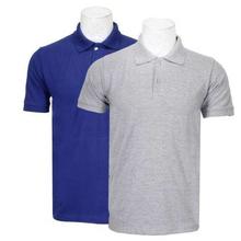 Pack Of 2 100% Cotton Polo T-Shirt For Men - Cobalt Blue/Grey