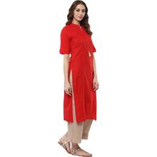 FabTag  - Krapal Women Solid Straight Kurta  (Red)