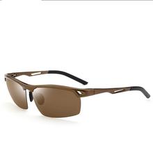 Sporty Brown Police Sunglasses with Polarized Lenses and Aluminum Alloy Frame