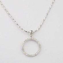 Ouxi Silver Crystal Studded Round Pendant  With Chain For Women-K10289