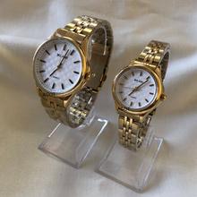 Bolano White Dial Golden Strap Stainless Steel Analog Quartz Wrist Watch For Couple