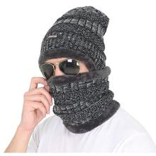 HIVER Handcuffs Winter Beanie Cap Scarf Set Warm Knit Cap