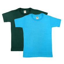 Pack Of Two Solid T-shirt For Boys - (Green/Aqua Blue)