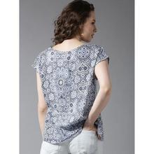 SALE- Casual Short Sleeve Printed Women Blue Top