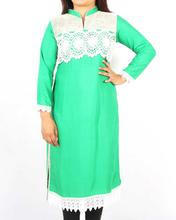 Saavya Design'S Women Embroidered Placket Green Kurti