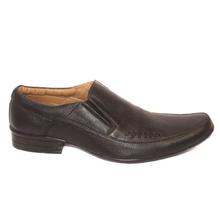 Dark Brown Textured Slip-On Formal Shoes For Men