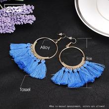 BFH Fashion Charm Large Circle Tassel Drop Earrings for Women Girl