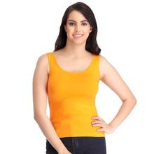 Orange Cotton Stretchable Tank Top For Women- CM0007P16
