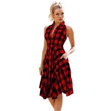 SALE-  2018 Fashion Flared Plaid Leisure Vintage Dresses