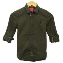 Black Cat Army Green Lined Shirt For Boys - 17001816