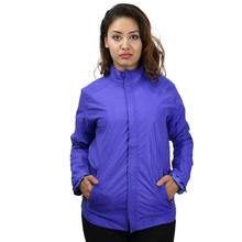 Blue Solid Windcheater Jacket For Women