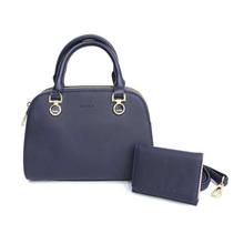 Navy Solid Handbag With Wallet Set For Women - 1097