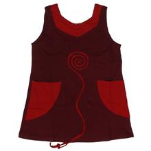 Maroon/Red 100% Cotton Sleeveless Dress For Girls - F27.5.73
