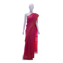 Pink Saree With Golden Line Border