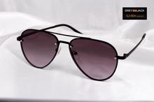 GREY JACK Aviator Design Shaded Black Lenses with Metal Black Frame Sunglasses Shades for Men & Women