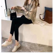 2020 spring women's new chic loose BF plaid shirt women's