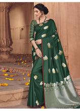 Stylee Lifestyle Green Banarasi Silk Jacquard Saree - 2114