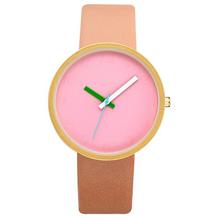 Women Watch Gray Contrast Leather Quartz Watch Women Men