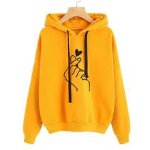 Women Hoodies Casual Kpop Bangtan Boys Finger Heart Love