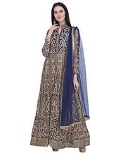 Stylee Lifestyle Navy Blue Net Embroidered Dress Material