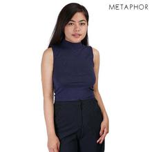 METAPHOR Navy Blue High Neck Tank Top For Women - MT26D