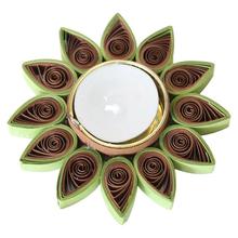 Paper Quilled Floral Designed Candle Holder With Candle