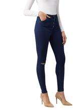 Hollaback Girl Knee Slit Denim Pant Navy Blue  For Women