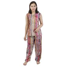 Multicolored Striped Nightwear Set For Women