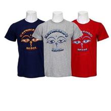 Pack Of 3 Eye Embroidered 100% Cotton T-Shirt For Men-Blue/Grey/Red