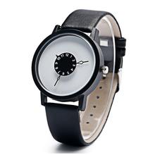 Casual Unisex Quartz Watch with Leather Strap – Black